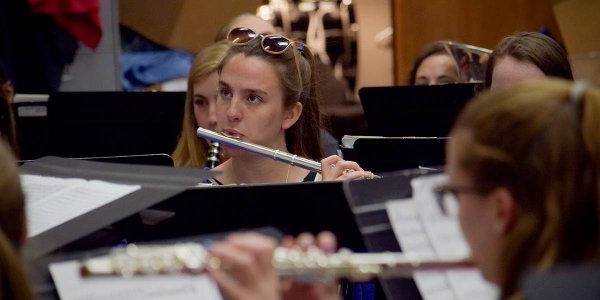 Student playing the flute